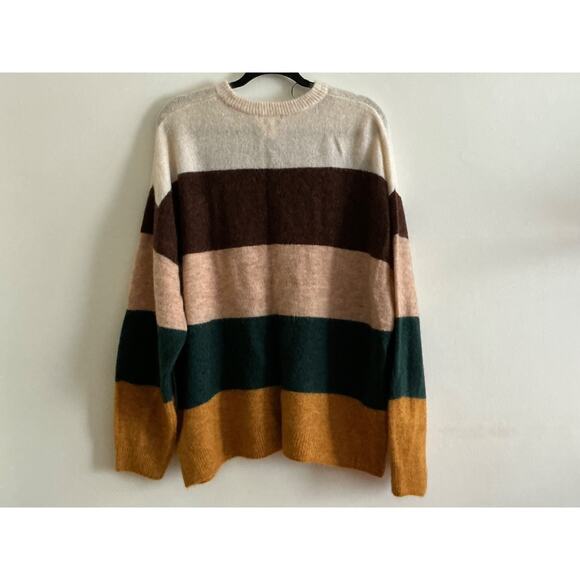H&M Colorblock Striped Wool Sweater Size Large Mohair Wool Blend - Picture 4 of 8